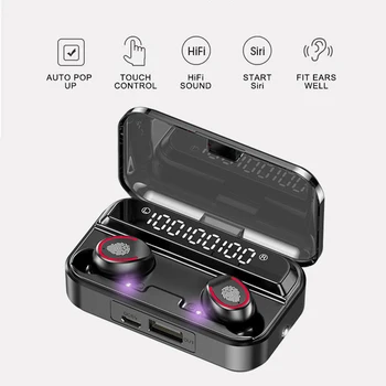 

New F9-3 TWS Bluetooth 5.0 earphones Digital UV Sterilization Wireless Earphones HiFi Music Stereo Headset with Flashlight