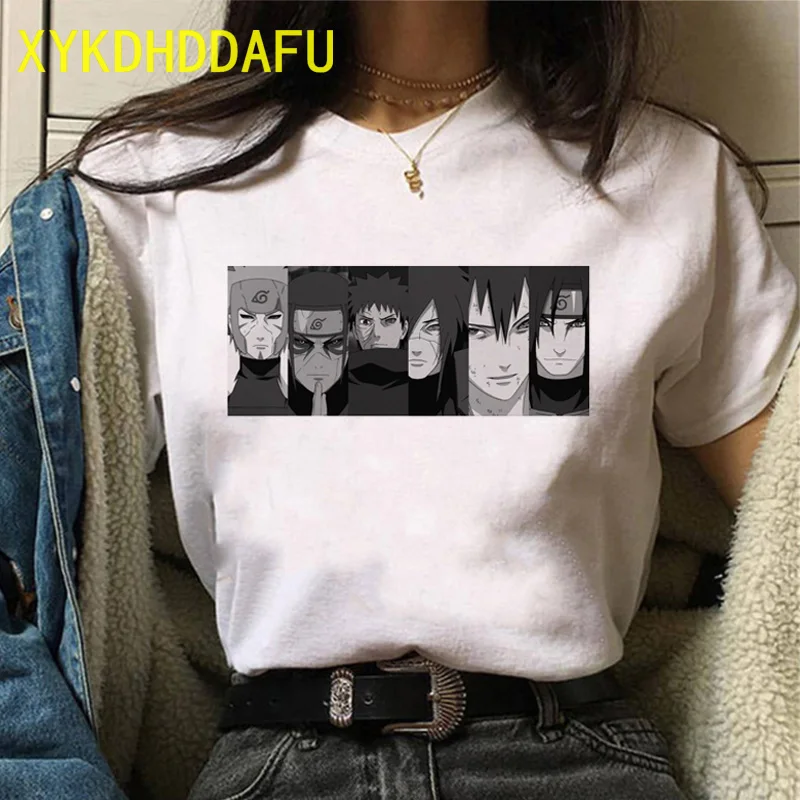 Наруто японская Мужская графическая футболка унисекс уличная аниме Sasuke Летняя