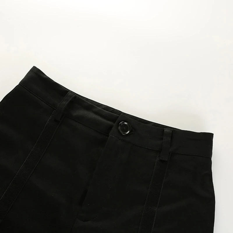 Sexy Button Zipper Strap Black Short Summer Casual High Waist Shorts Women's Micro-elastic Sexy Skinny Shorts