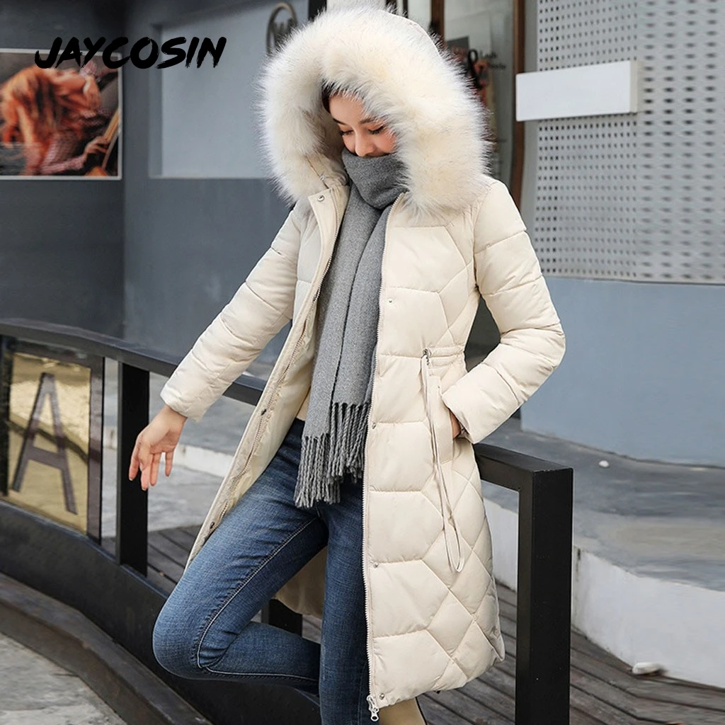 JAYCOSIN женское повседневное плотное пальто с капюшоном и длинным рукавом зимняя
