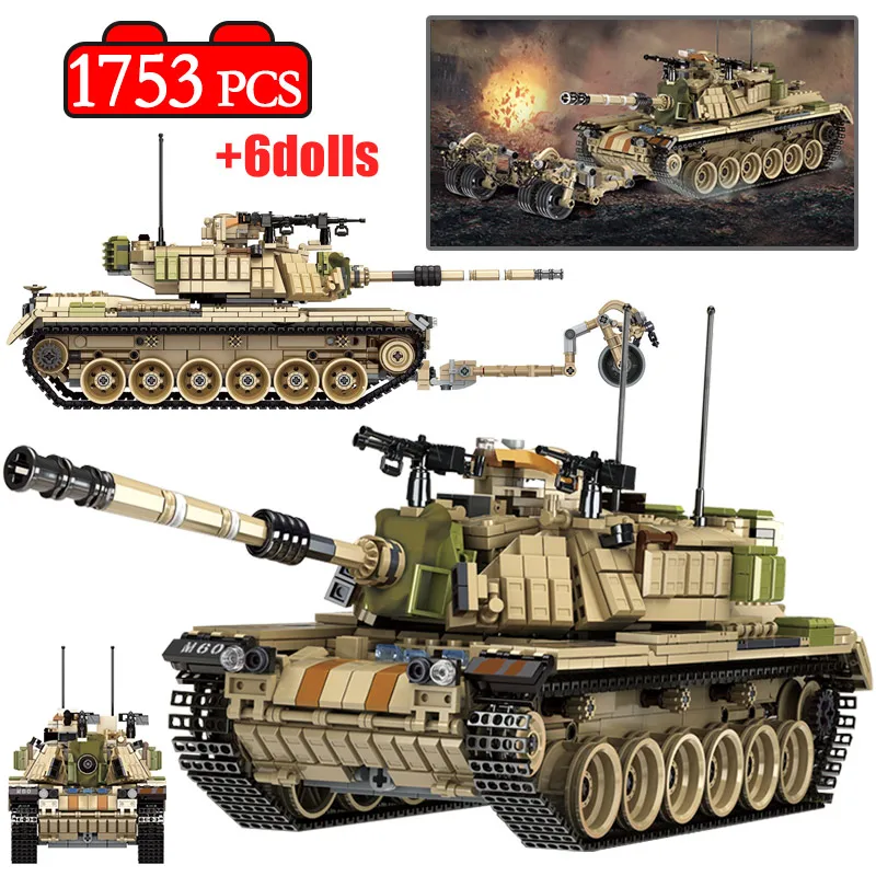 Preise 1753 Pcs Armee Thema M60 MAGACH Tank Bausteine Legoingly Military WW2 Waffe Soldat Figuren Ziegel Spielzeug für Jungen