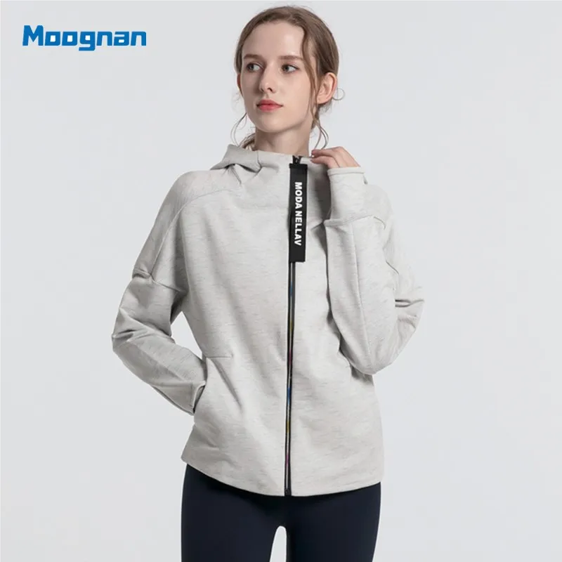 Running Jacket For Women Yoga Hooded Zipper Fitness Hoodies Long Sleeve Thumb Hole Workout Gym Sportswear Sweatshirt Outwear