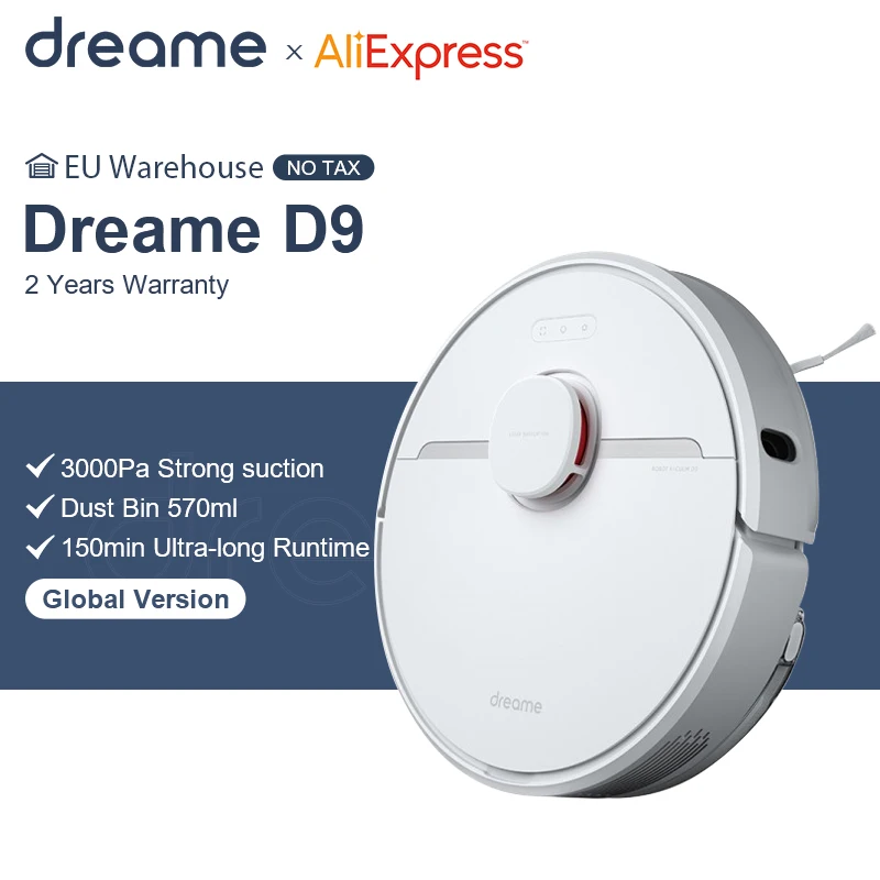 Dreame D9 Robot Vacuum Cleaner Global Version 3000Pa Suction Sweeping Washing Mopping Robot Aspirator Smart Home MIJIA APP WIFI