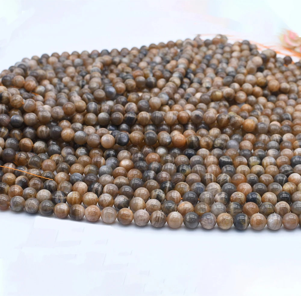 Natural Genuine Stone Beads Mix Moonstone Sunstone Round Loose Beads For DIY Jewelry Making Bracelet Accessories 15'' 4/6/8/10mm