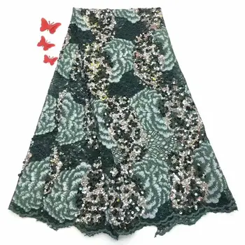 

Hot selling new style Sequin embroidered African lace fabric, 5 yards each For Wedding Sewing FD1011