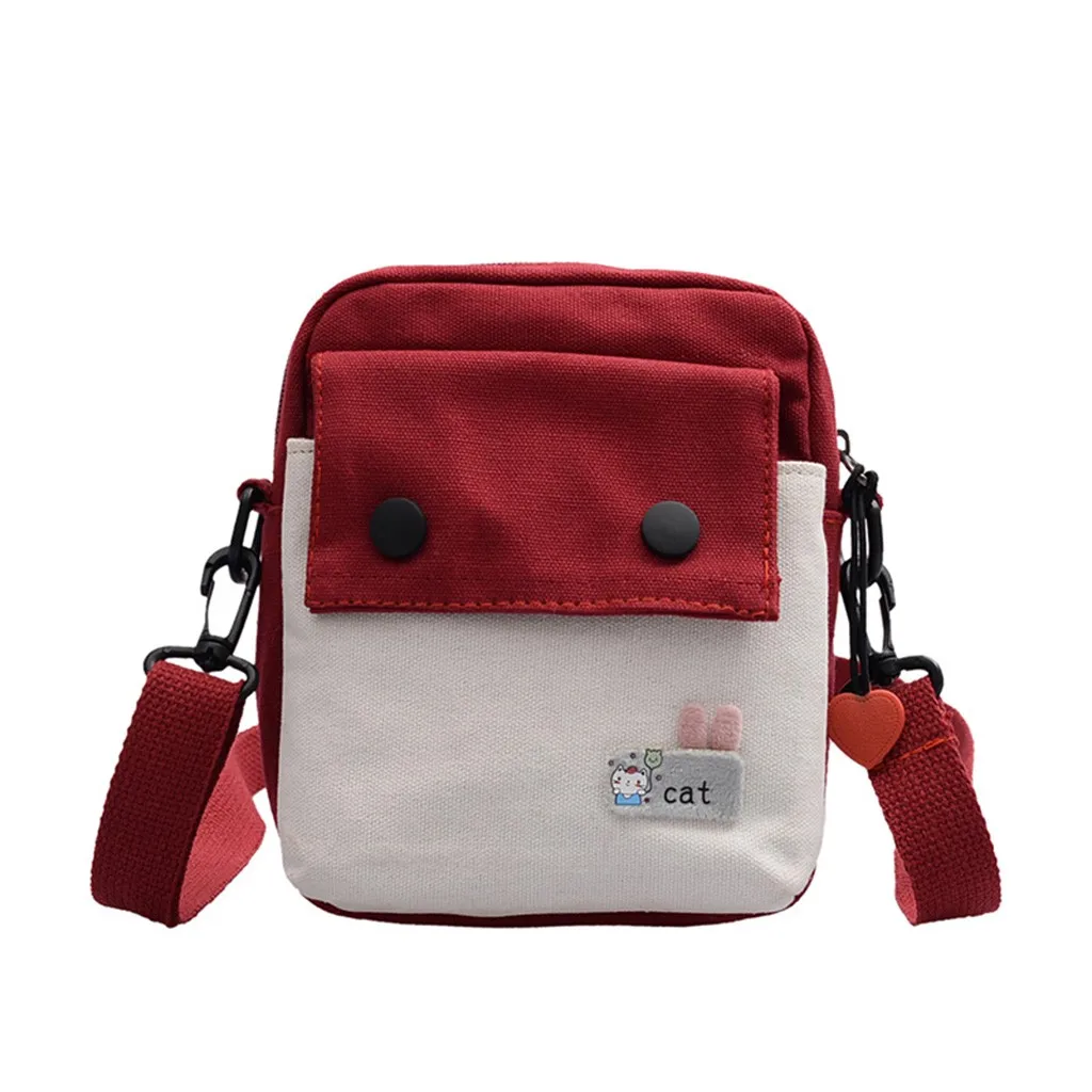 Новинка, женская вышитая парусиновая Сумочка с пряжкой, креативная мультяшная сумка на плечо, сумки через плечо для женщин#20 - Цвет: Red