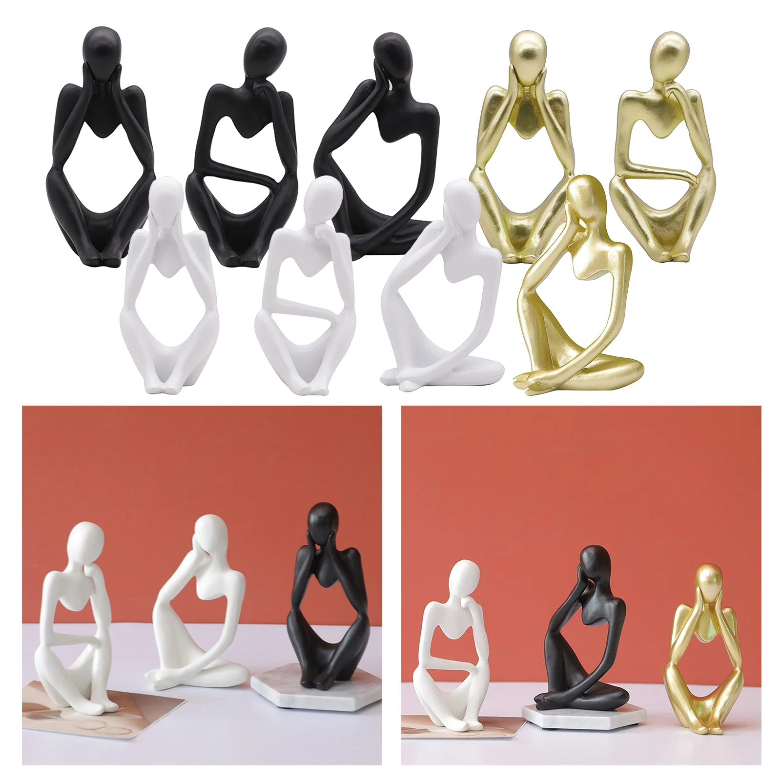 Thinker Sculpture Creative Crafts Figurine Bookshelf Tabletop Modern Statues