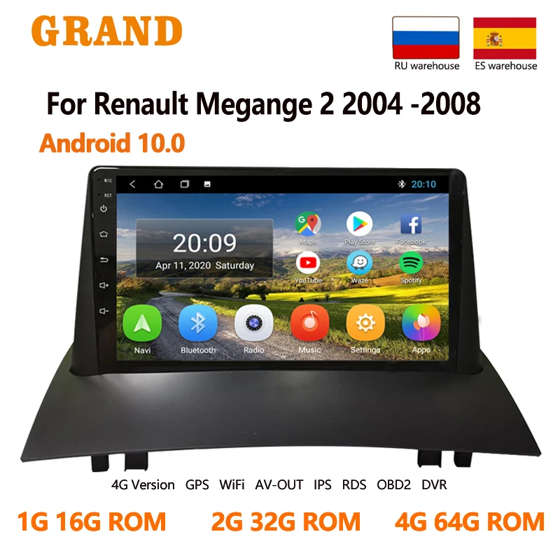 Автомагнитола 2 Din для Renault Megane 2004 2008 Авторадио Android GPS мультимедийный видеоплеер навигация