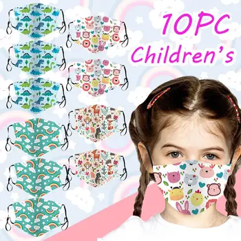 

10PC Kids Children Outdoor Cotton Mouth Mask Washable Reusable Face Masks Filter Protective respirator Cover masker Flower Print