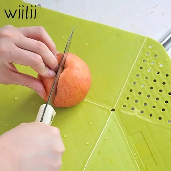 

1Pcs Rinse Chop Board Vegetiable Fruit Cutting Mat Strainer Chopping Board Multifunctional Foldable Kitchen Tool Dishwasher Saf