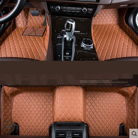 Кожаные автомобильные коврики для BMW e30 e34 e36 e39 e46 e60 e90 f10 f30 x1 x3 x4 x5 x6, 1/2/3/4/5/6/7 автомобильные аксессуары для укладки волос левой рукой - Название цвета: Brown