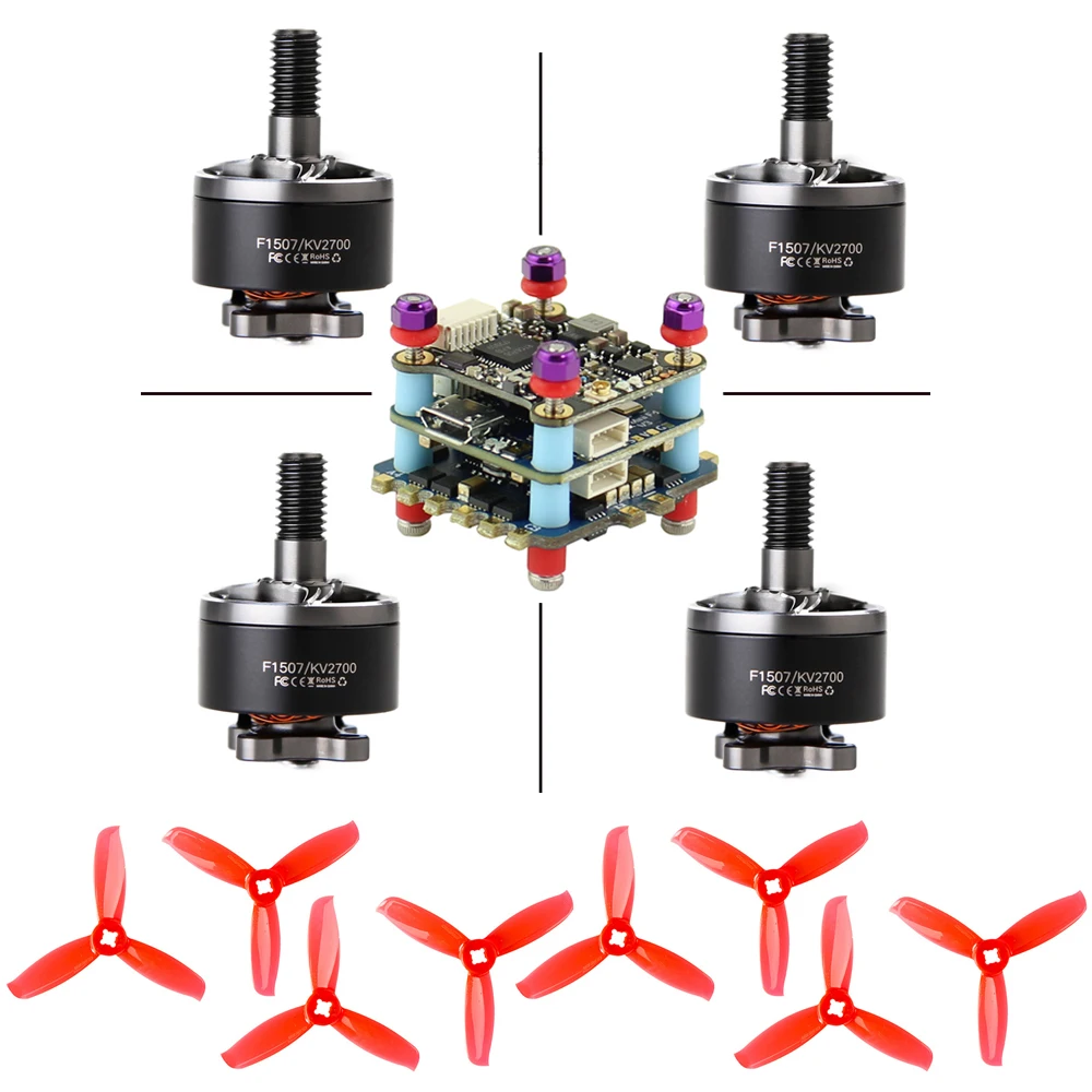 

T-Motor F1507 1507 2700KV Motor+Small four-axis Crossing Machine F4mini Flying Tower+4Pair Gemfan 3028 Propeller
