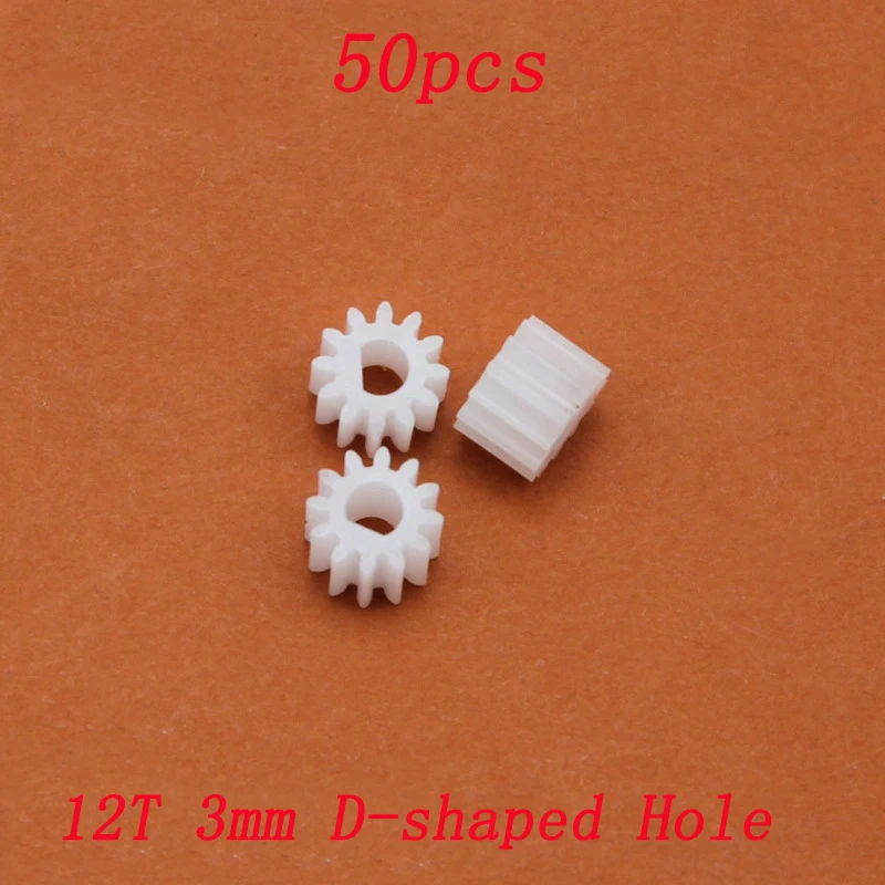 

50pcs 12T Plastic Gear with 3mm D-shaped Hole Modulus 0.5 Motor Shaft Connector for DIY Model Toys Connecting Fixing Adapter