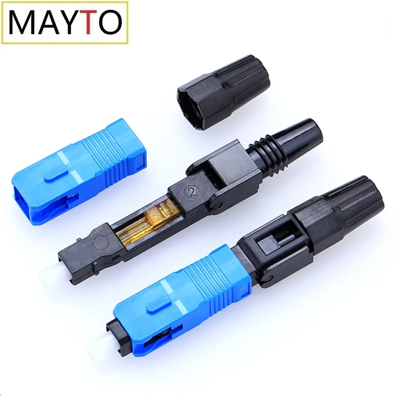 50PCS SC UPC Optic Fiber Cold  Fast Connector Embedded Quick Connector  FTTH  Single Mode Free Shipping new sc apc upc fiber optic connector 58mm single mode optical fast connector ftth cold connector tool fiber quick connector lx58