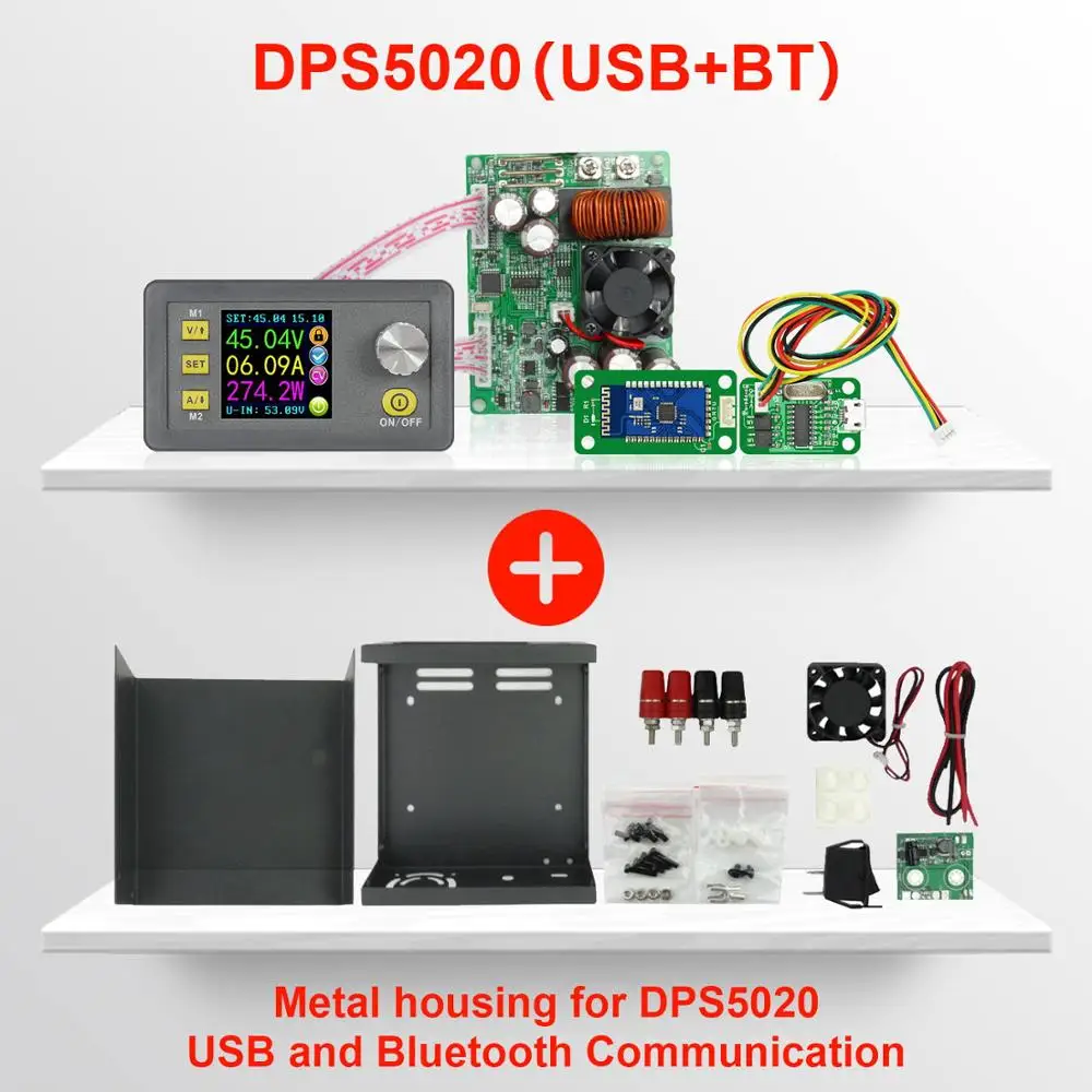 DPS5020 постоянное напряжение тока dc-dc понижающий Коммуникационный источник питания понижающий преобразователь напряжения ЖК-вольтметр 50 в 20A - Цвет: 5020 USB BT CASE C2