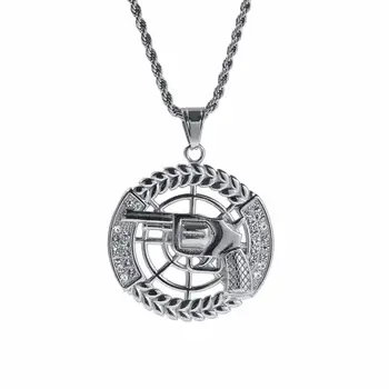 

European and American hip-hop color-saving stainless steel gun pendant