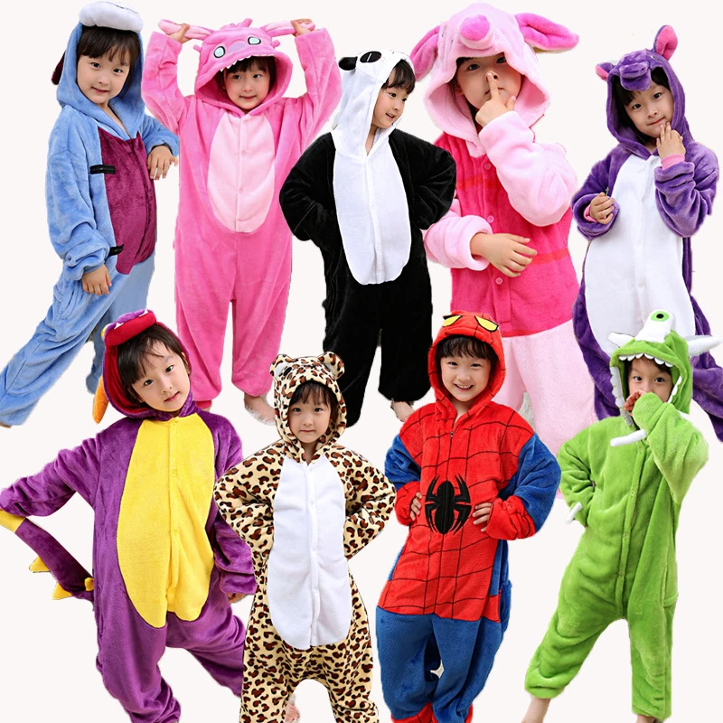 

2019 Children Pajamas Kids Girls Anime Panda Ones Children Costume Boy Sleepwear Winter Baby Pyjamas