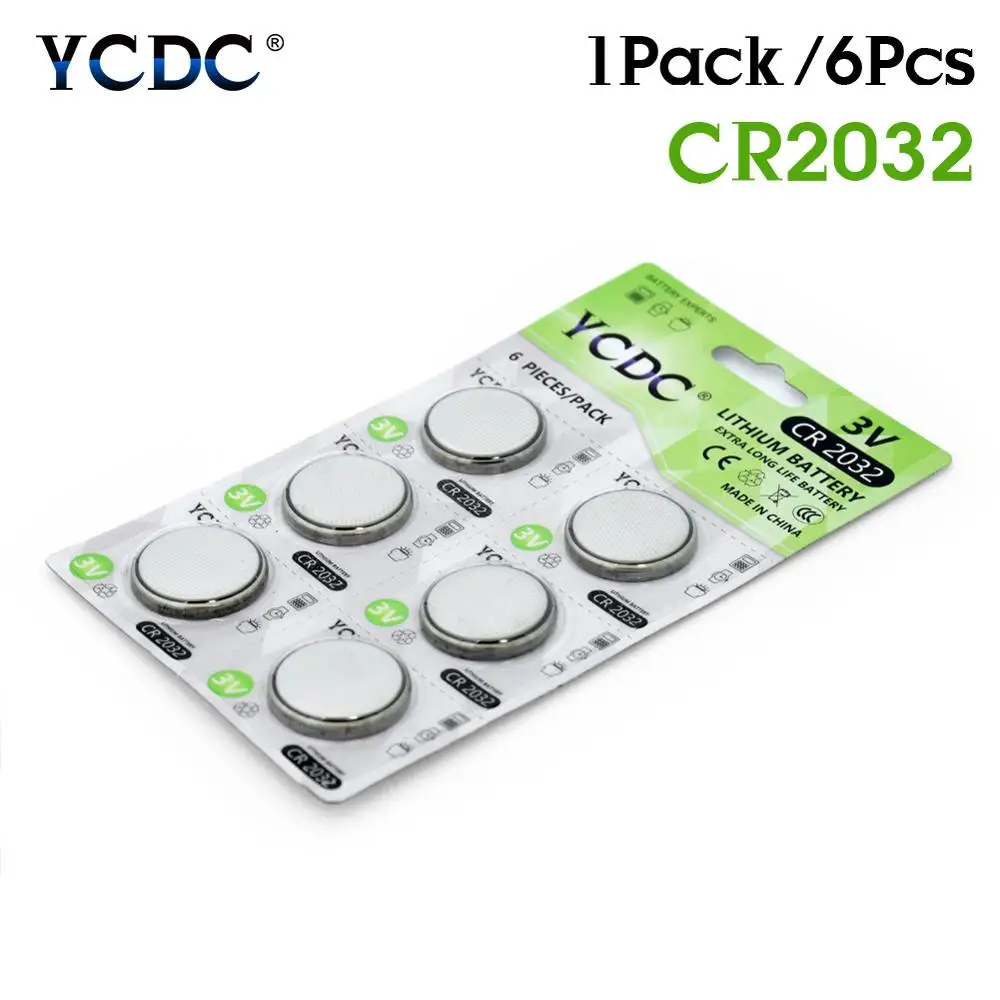 YCDC 6 шт. 3 в литиевые батареи Кнопка монета батарея CR2032 DL2032 KCR2032 5004LC ECR2032 отличная мощность для электронного продукта