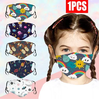 

Children's Washable Reusable Mask Rainbow Printed Anti Fog Haze Mouth-muffle Earband Adjustable Mask 1pc Mondmasker Wasbaar