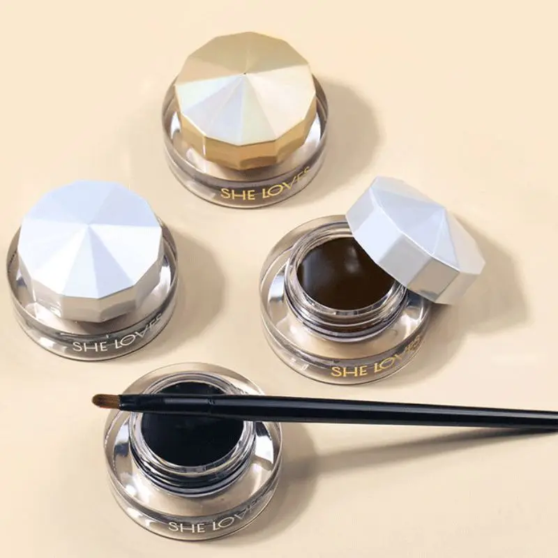 Черный водостойкий крем-подводка для глаз Make Up beauty Comestics стойкая гелевая подводка для глаз инструменты для макияжа теней с кистью