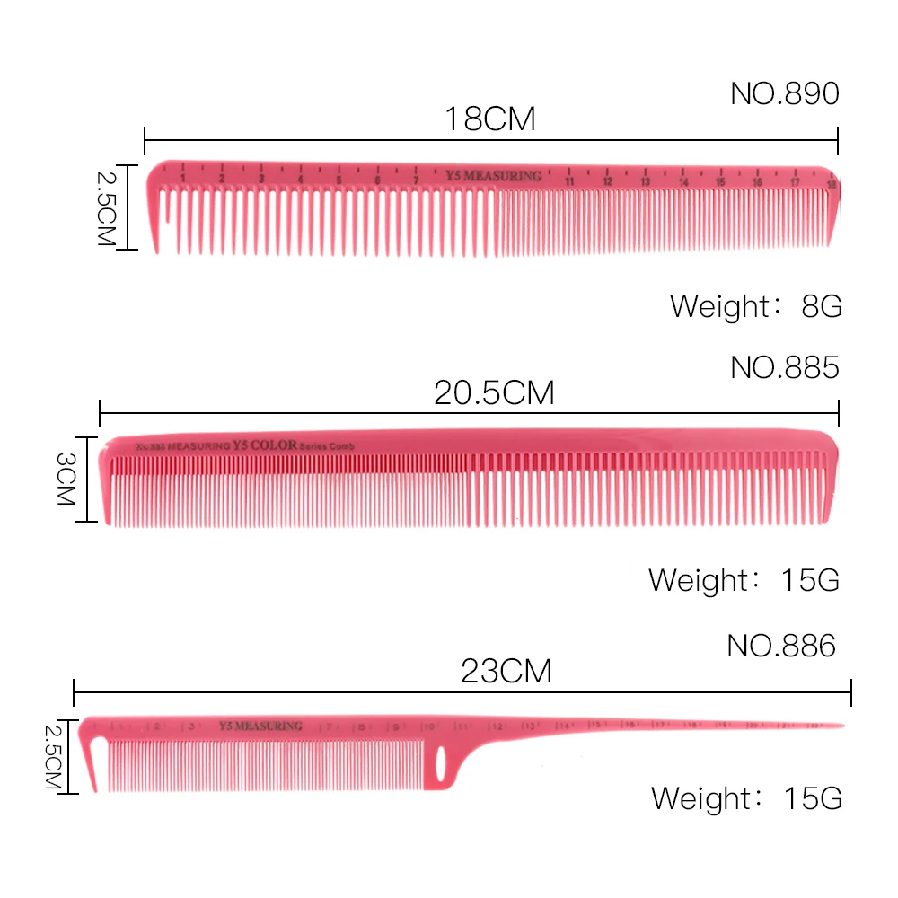 1 шт., измерительная Расческа для стрижки, расческа со шкалой, профессиональная салонная укладка, расческа, высокое качество, расческа для волос, розовый цвет