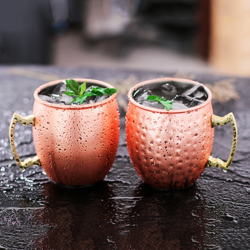 

Moscow Mule Mug Stainless Steel Coffee Cup Mug Beer Whisky Cup Hammered Copper Plated Bar Drinkware 530ml 18Ounces
