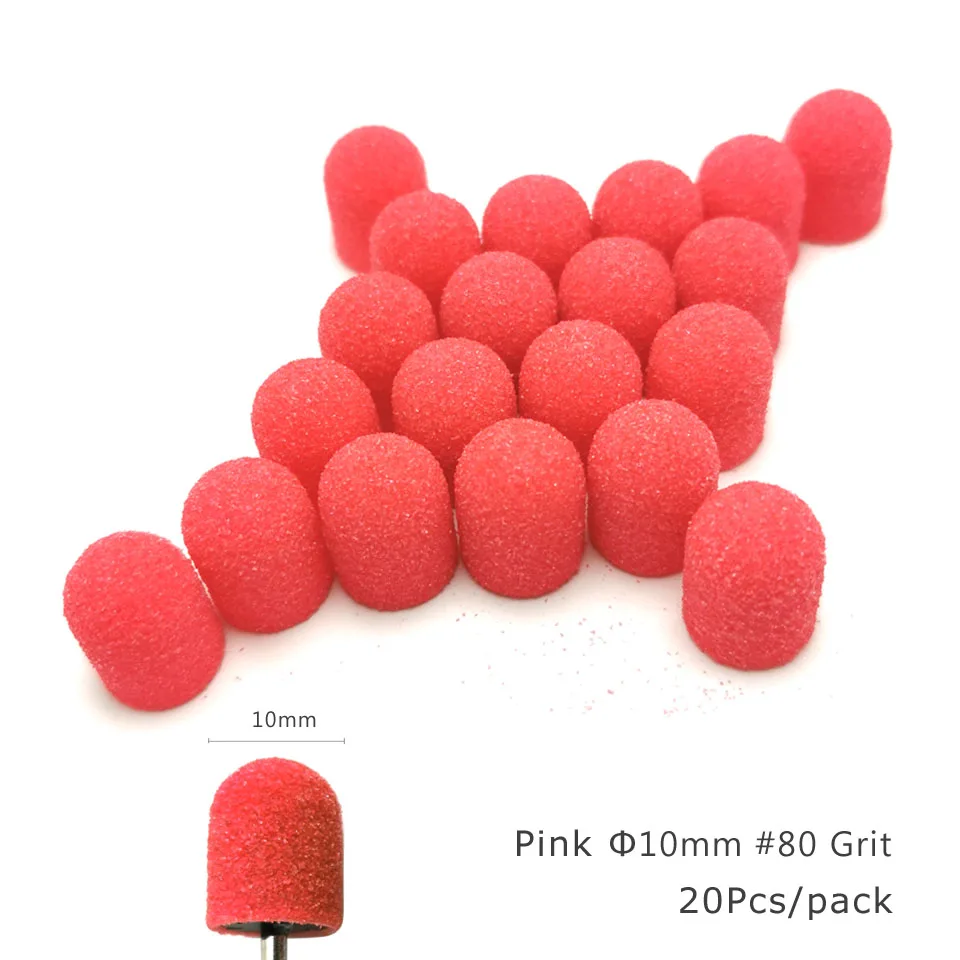 Foot Sanding Paper Nail Art Tools Nail Manicure Tools Nail Manicure Accessories 20Pcs Plastic Base Sanding Caps Pedicure Polishing Sand Block Drill Accessories Foot Cuticle Tool Rubber Grip