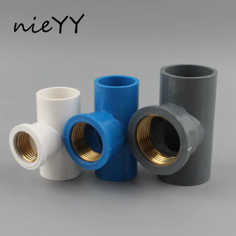 

20 25 32mm PVC Water Supply Pipe Copper Female Thread 3 way Quick Connectors 1/2 3/4 1 inch Reducing Connectors Garden Fittings