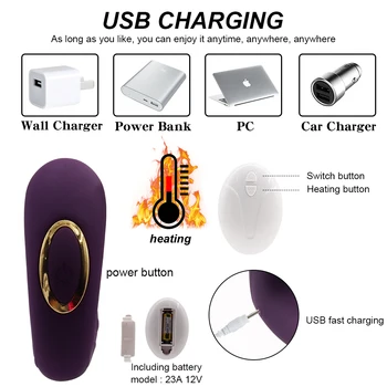 Clitoral Sucking Vibrator Heating Mode 2In1 Dildo Clit Sucker Clitoris Nipple Stimulation Remote G spot Adult Sex Toys for Women 2