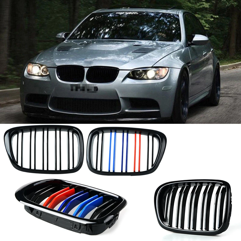 

MAHAQI One Pair Front Center Kidney Grilles for BMW E39 Gloss Black Mixed Color Grill 518 520 523 525 528 530 1999 2000 2001 200