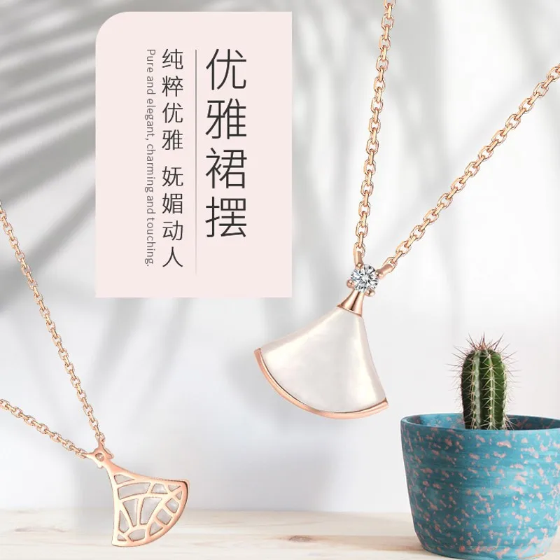 

Small Skirt Fan-shaped Pendant Fine Silver Shell Necklace Women's Fashion Choker White Fritillary Non-mainstream Design Network