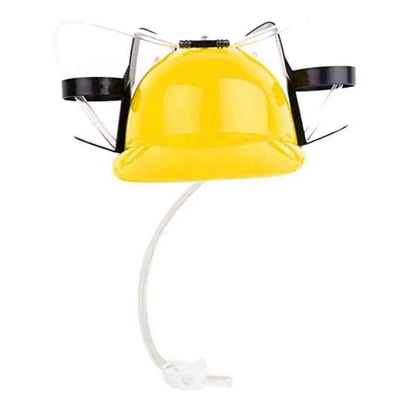 Забавный шлем для напитков питьевой пивной соды Шахтер может светильник в виде шляпы прохладная ленивая Соломенная шляпка День Рождения Вечеринка Реквизит игрушка - Цвет: Цвет: желтый