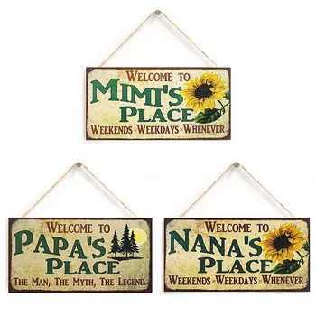 

Welcome To Mimi/ Papa's Place Letter Signs Wooden Crafts Hanging Ornament Home Door Window Wall Tree Decor Hanging Pendant