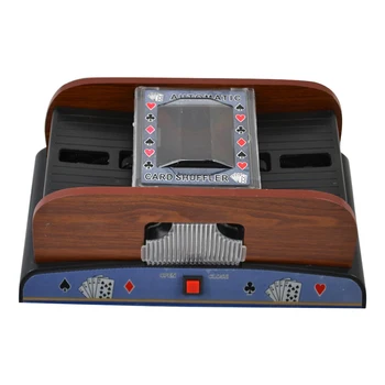 

Brainstorm Poker Playing Cards Button Switch Automatic Funny Club Accessory Card Shuffler For Bridge Party Wooden Case Casino