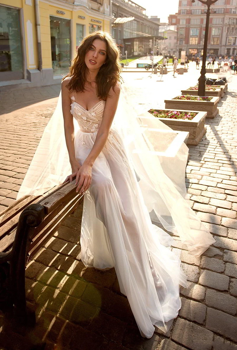 Verngo, Пляжное свадебное платье, сексуальные летние свадебные платья, цветы, тюль, простое платье невесты, бохо, свадебное платье, Vestidos De Novia