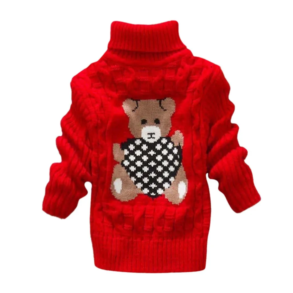 Теплый детский свитер с принтом медведя для мальчиков и девочек, Пальто осенние детские свитера с длинными рукавами мягкий пуловер для малышей Топы для малыша