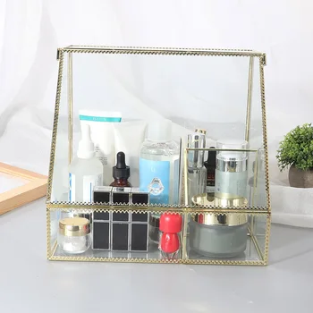 

Makeup organizer with cover transparent acrylic cosmetic display case for cosmetics high-capacity transparent container