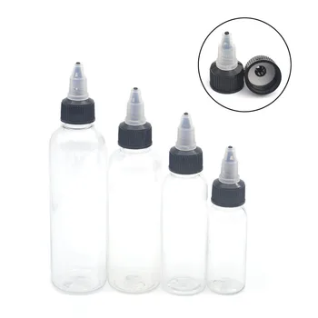

50Pcs 30ml 60ml 100ml 120ml Plastic Empty Tattoo Ink Bottle Twist Top Black Cap Transparent Clear Bottle Tattooing Accessories