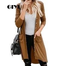 ^#Cheap GIYU Solid Long Sleeve Knit Midi Cardigans Autumn Basic Sweater with Pockets Single Breasted Jumpers Loose sueter mujer invierno ^#Cheap GIYU Solid Long Sleeve Knit Midi Cardigans Autumn Basic Sweater with Pockets Single Breasted Jumpers Loose sueter mujer invierno