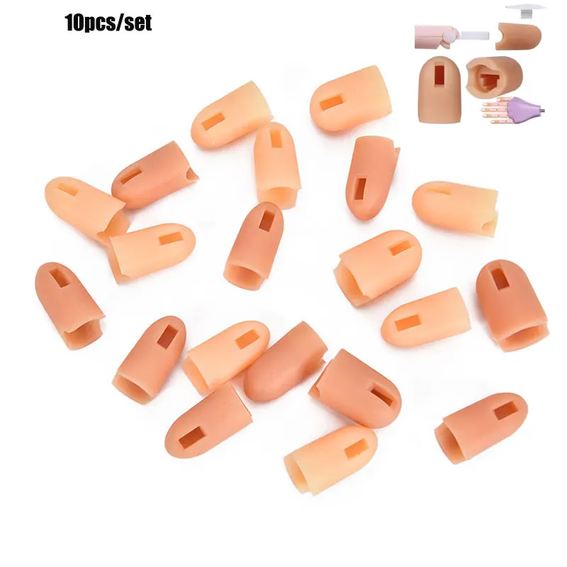 

AACAR 10Pcs/Set Nail Art Practice Hand Silicone Finger Cover Fake Hand Replacement Finger Parts Skin Brown Colors Wholesale