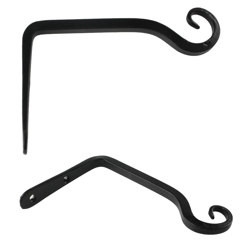 1pc Black Hook Wall Mounted Iron S Shape Pots Hanging Lantern Holder Rod Bracket font b