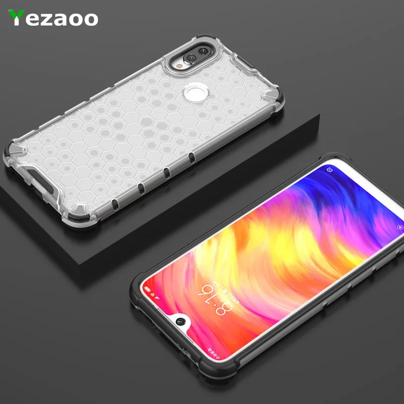 

Hybrid PC+TPU Shockproof Case Xiaomi Redmi 7 Note 5 7 6 Pro 7A K20 Honeycomb Texture Clear Protection Case mi CC9 CC9e 9t A3Lite