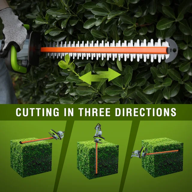 VEVOR 20V Cordless Hedge Trimmer 18 inch Double-Edged Steel Blade Hedge Trimmer Kit 20V Battery Fast Charger and Blade Cover Included 180° Rotating