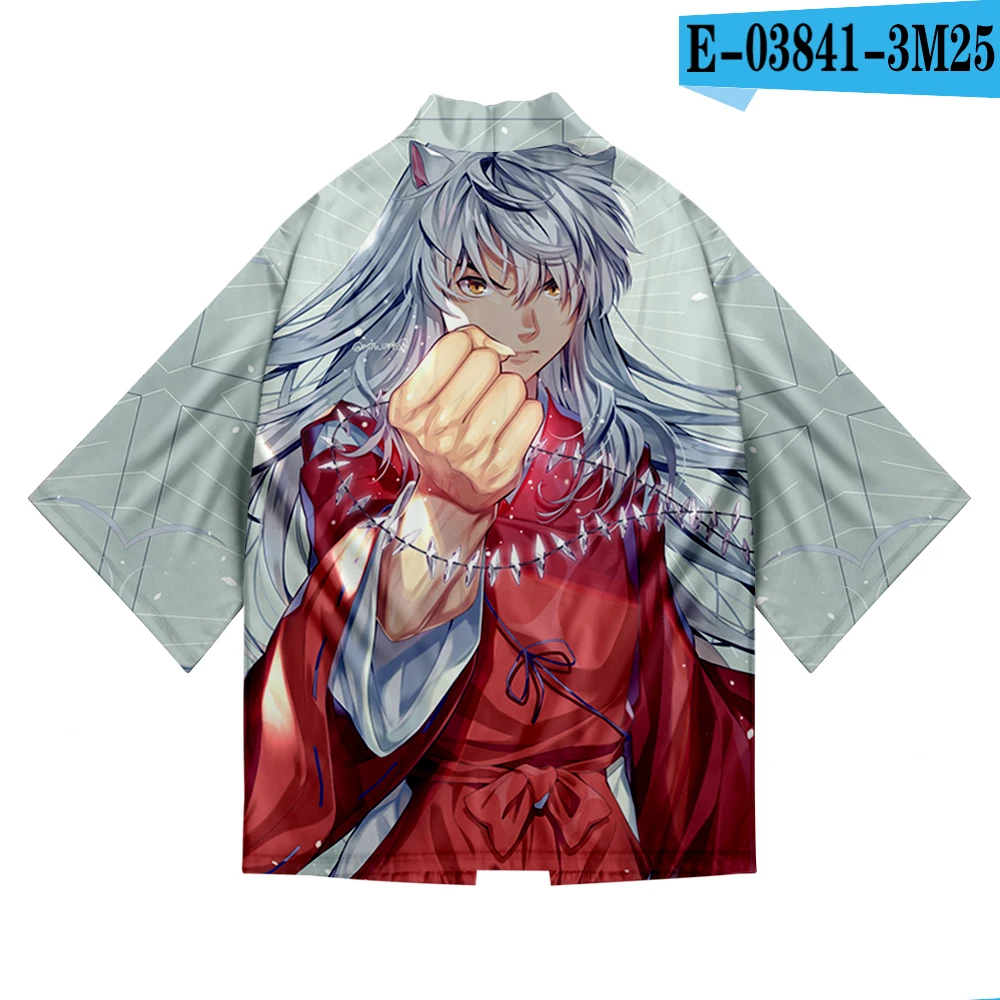 Inuyasha 3D печать японского аниме кимоно хаори юката Косплей женщин/мужчин мода лето Повседневная крутая короткий рукав - Цвет: B