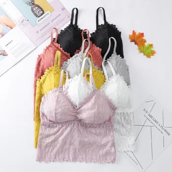 

Girls Tube Top Wire Free Underwire Sexy Lingeries Padded Bras Underwear Women Lace Floral Bras