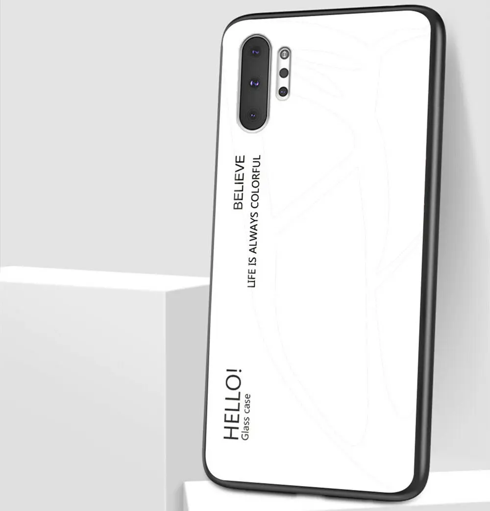Для samsung Galaxy Note 10 Plus 10 Note 9 S9 S10E для iPhone 7 8 Plus X XR XS MAX Роскошный тонкий гибридный чехол с градиентным стеклом - Цвет: Белый