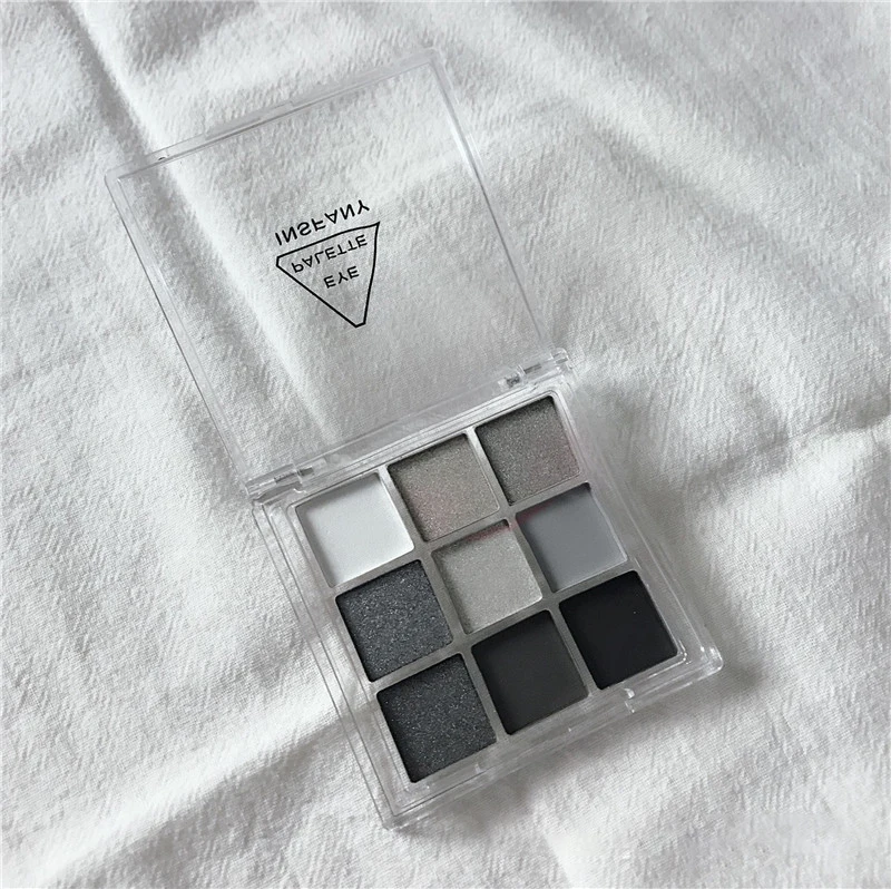 9 Colors Cool Toned Eyeshadow Palette Black Smokey Palette Matte Glitter Eyeshadow Smoky Eye Shadow Eye Pigments Palett