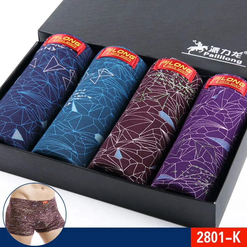 Модальные Лидер продаж Популярные L-XXXL высокое качество мягкой кожи пикантные печатных Cuecas 4 шт./компл. дышащие нижнее белье, нижнее белье, удобные, Для мужчин трусы-боксеры