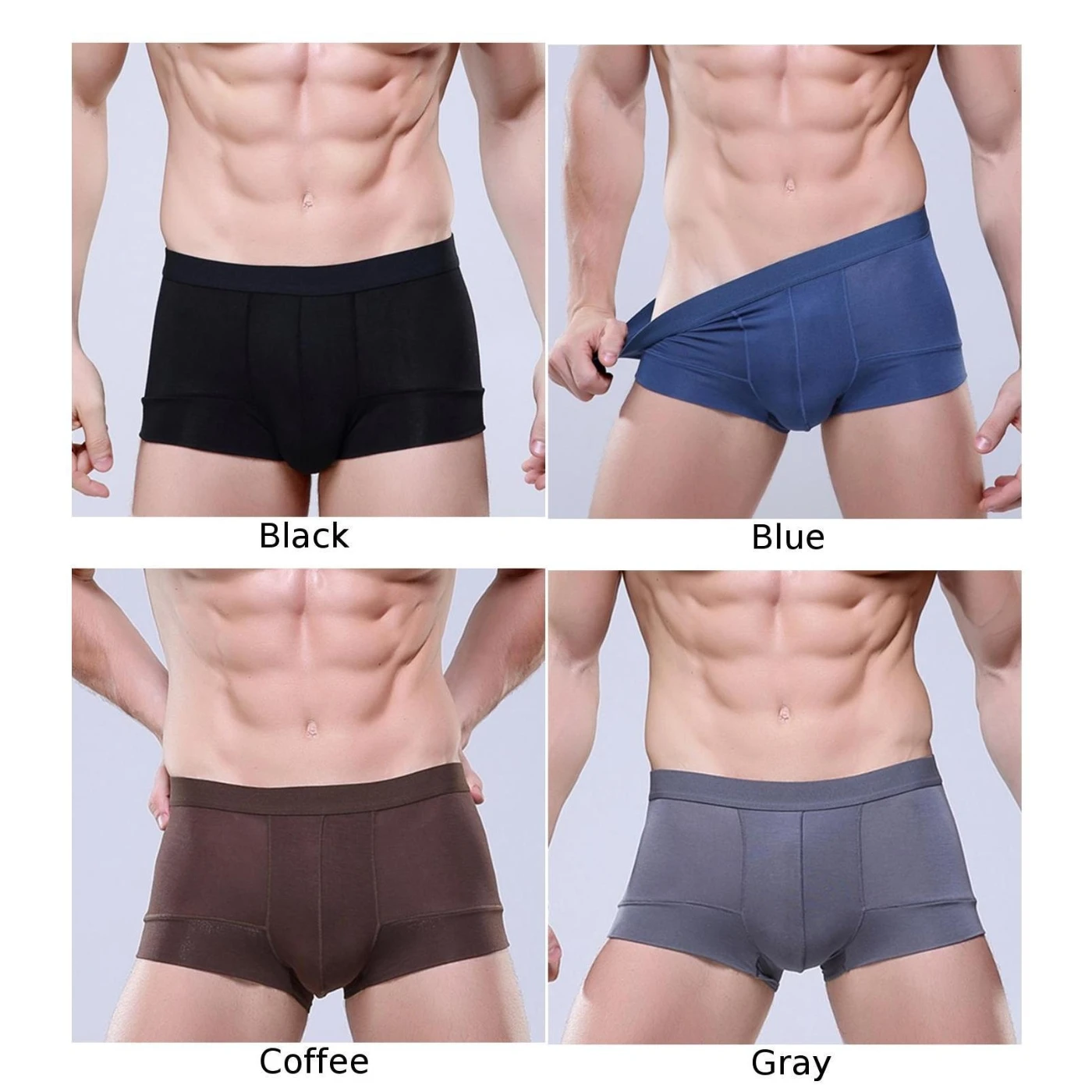 Men's boxers Sexy Modal Boxer Stretch solid color underwear Hollow Breathable Mid Rise Sports Shorts male underpants