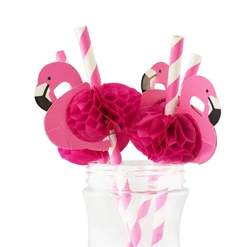 

DHL 100bag 50pcs/ bag 3D Flamingo Drinking Straws Jungle Paper Straw Summer Pool Party Supplies Wedding Decor